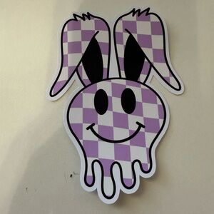Purple Checkered print bunny ears card stock car freshie